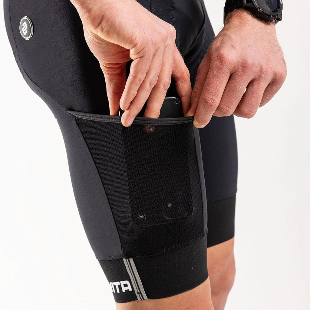 Herren Cargo Bib Shorts - Black