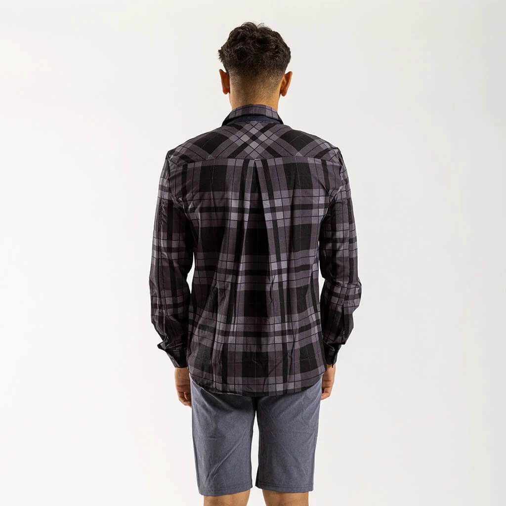 Herren Long Sleeve Adventure Gravel Shirt - Charcoal